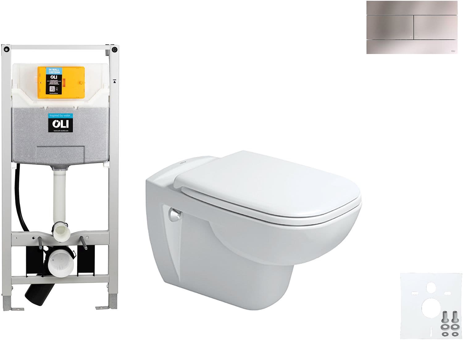 WALLFIX OLI WC SUSPENDU D-CODE DURAVIT CODE SOFT-CLOSE SLIM INOX