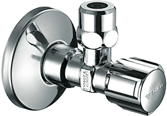 ROBINET D'ARRÊT EQUERRE SCHELL AVEC ROSACE 1/2" CHROME+FILTRE