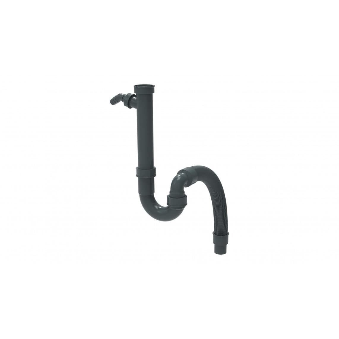 98836549 ECO-SAVE KS Éviers Flex-siphon tubulaire, Gris, 1 1/2" x 3/4"T x 40/50 mm, avec raccordement d'appareil
