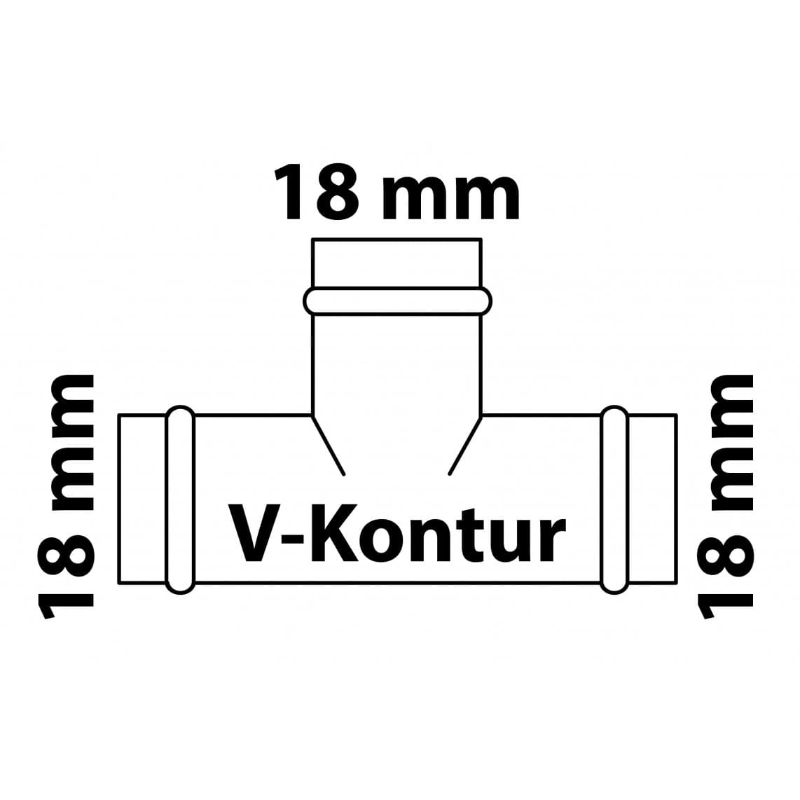 988617354 CU pièce en T, vierge, 18 mm, 3 manchons, (P5130),