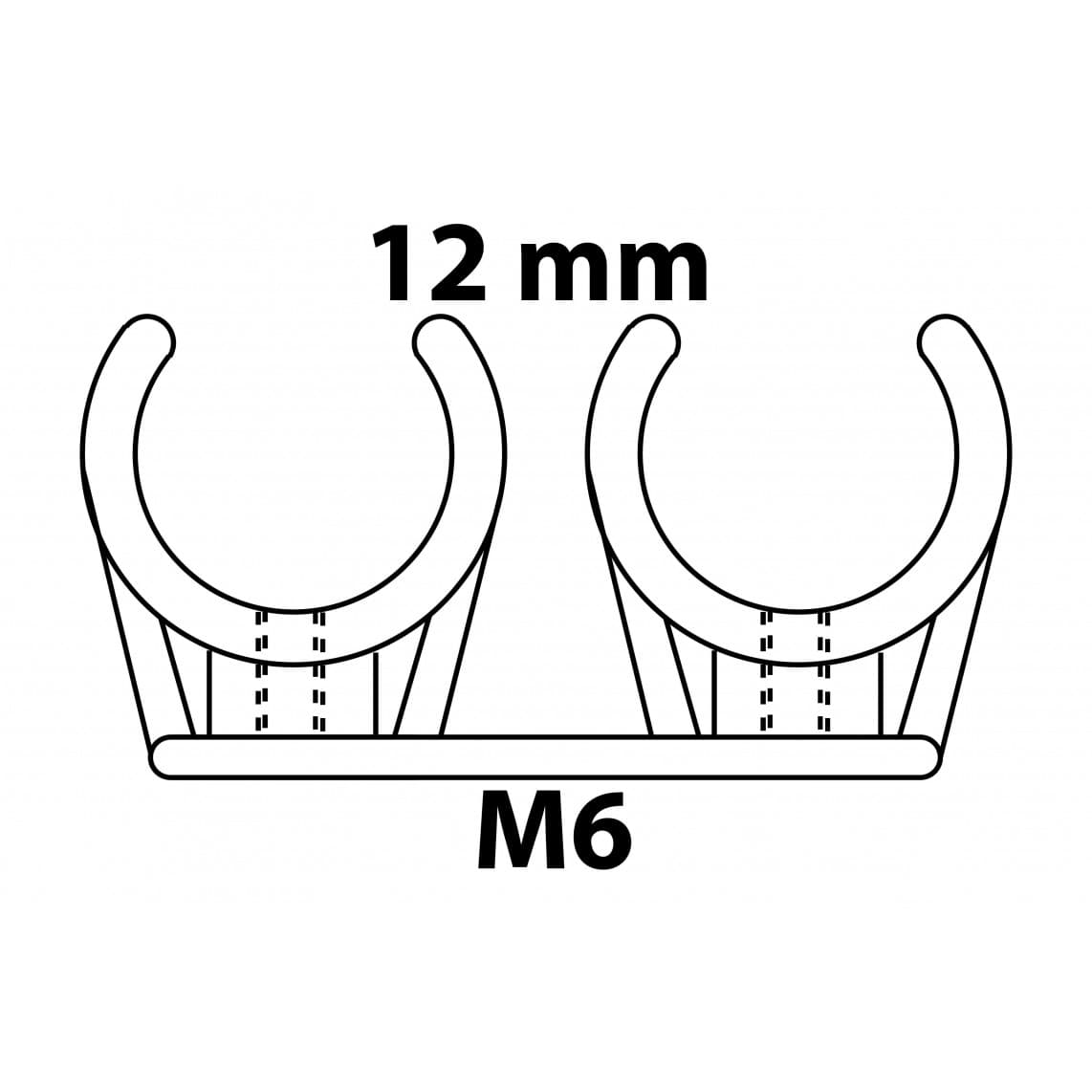 989186455 clip de fixation pour tube, double, 12 mm, avec manchon fileté M6 (10x)