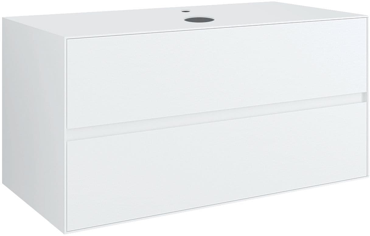 SOUS MEUBLE 2 TIROIRS+ TABLET POUR LAVABO A POSER CENTRAL TENSO 90CM TENSO +TROU ROBINET BLANC