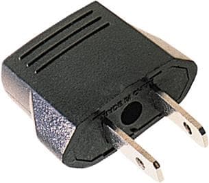 Adaptateur Europe vers Etats-Unis - fiche 2 pôles mâle USA / prise 2 pôles EU - Noir