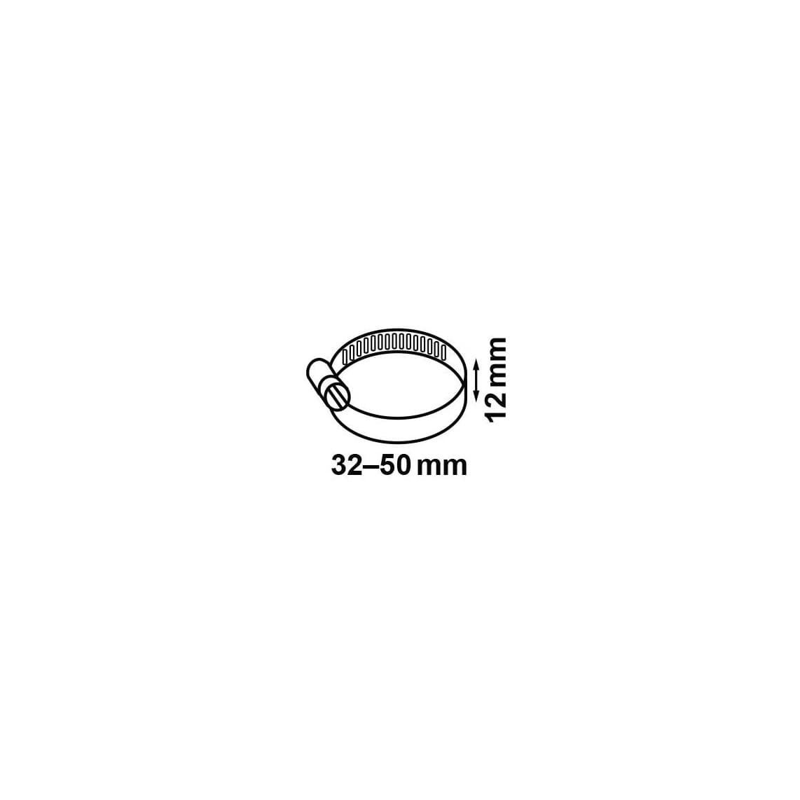 987375255 collier de serrage 12 mm Largeur de bande, acier inoxydable, 32 - 50 mm