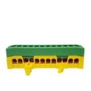 Barre de terre pour rail Din section 12 x 16mm² Verte