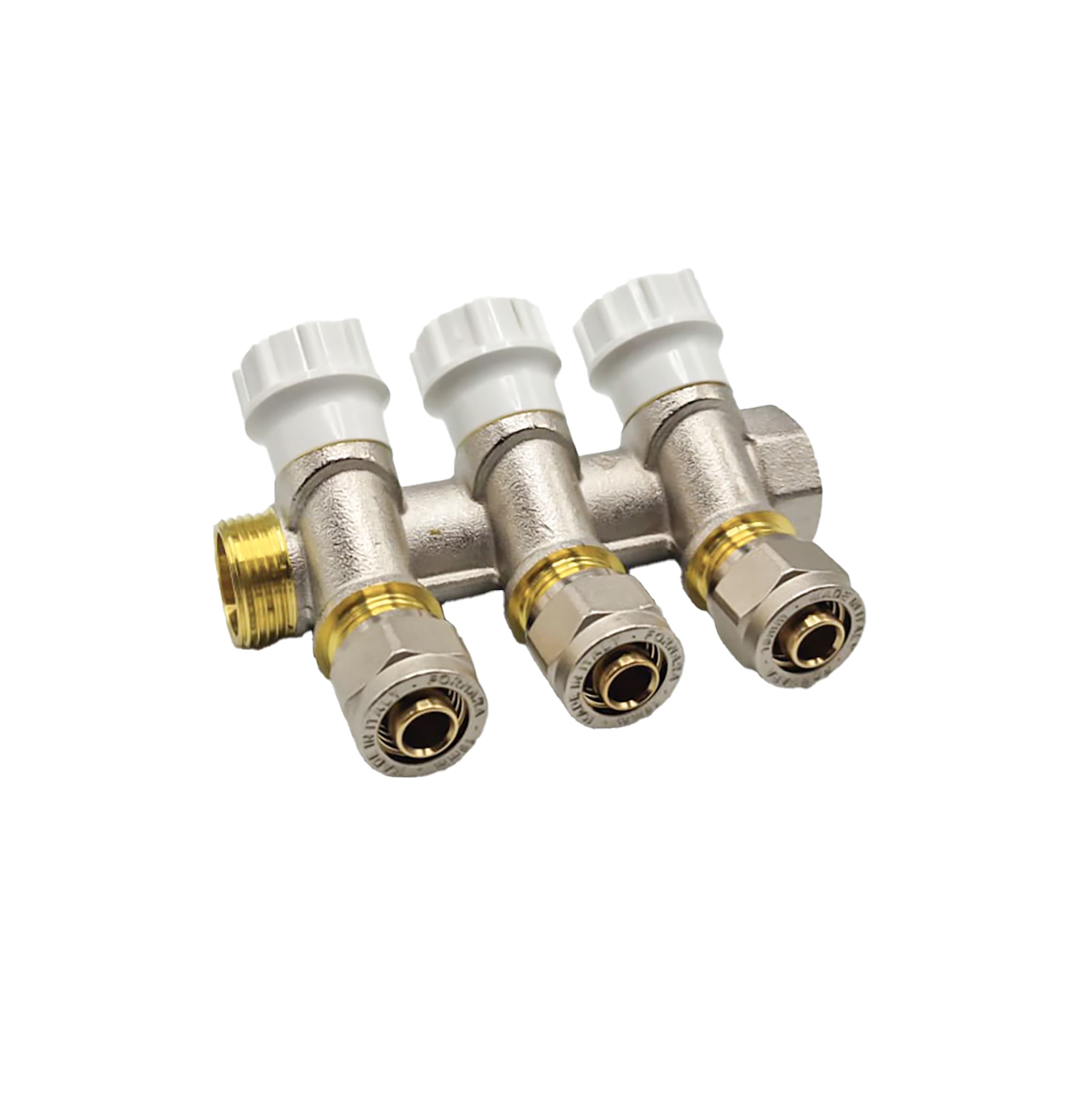 KIT ROBINET COLLECTEUR 3/4M - 3 SORTIES 1/2M + RACCRODS