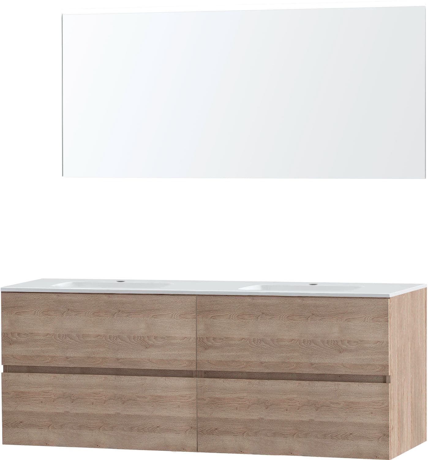 MEUBLE MOLTO CHENE NATUREL 160 MARBRE SYNTHETIQUE MIROIR