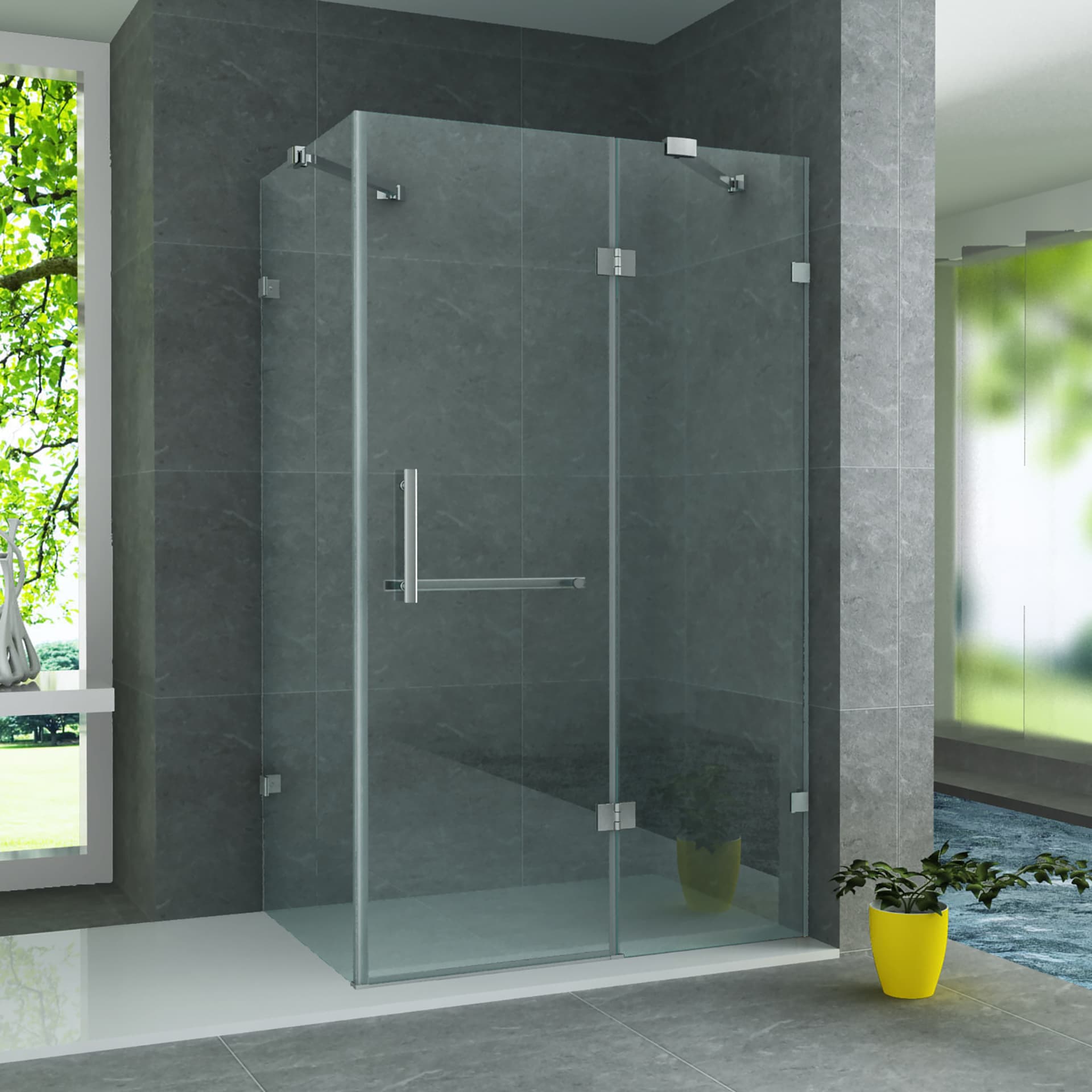 ALONI cabine de douche – porte pivotante et paroi latérale - 800X1200X1950MM - chrome-verre clair