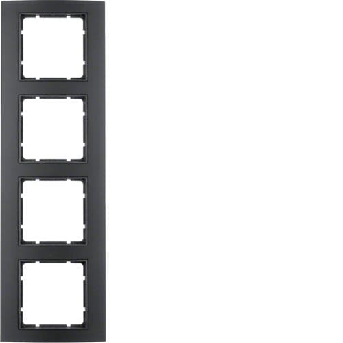 Plaque de recouvrement 4 postes Berker B.3 Alu, Noir / Anthracite