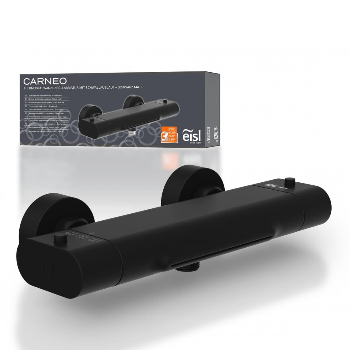 1330090B CARNEO Mitigeur bain/douche, avec bec cascade, noir mat