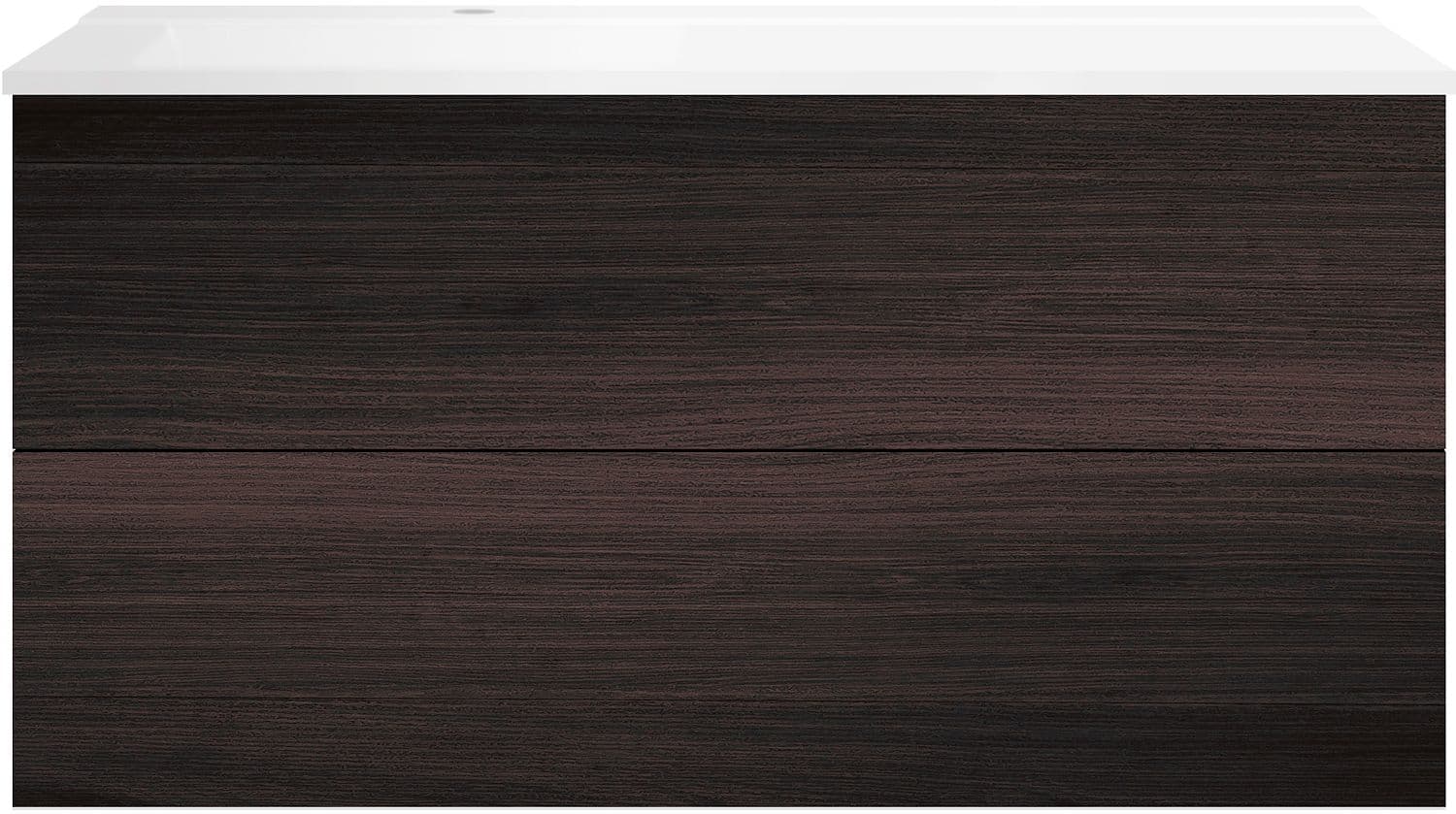 SOUS MEUBLE COFFEE 2 TIROIRS 120 CHENE DECOR MOKKA+LAVABO GAUCHE BLANC