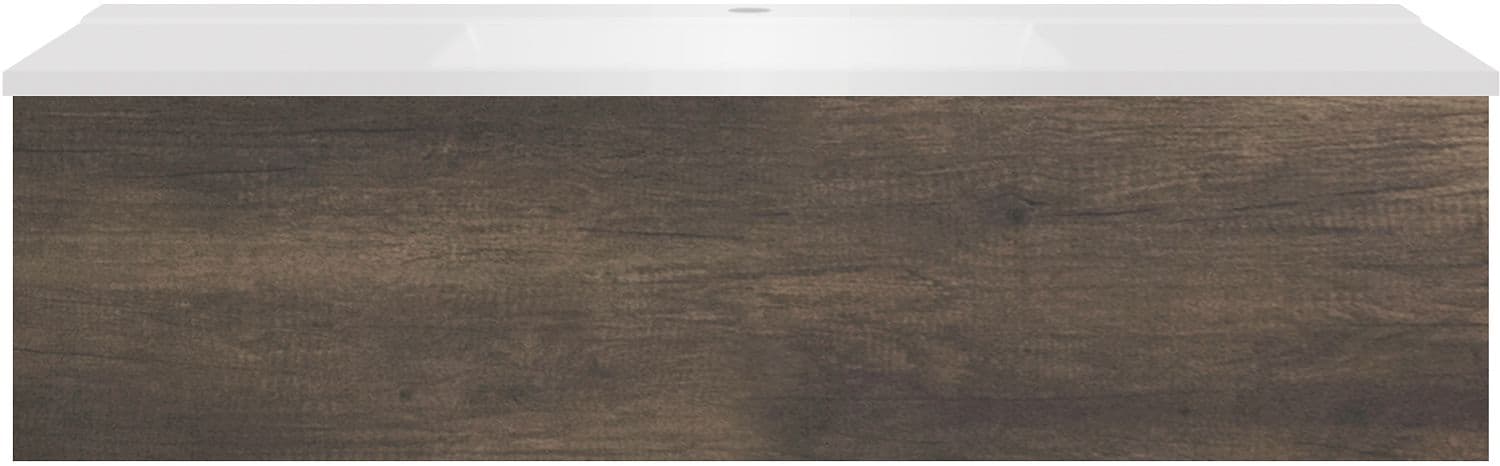SOUS MEUBLE COFFEE 1 TIROIR 120 CHATAIGNE+LAVABO BLANC MAT