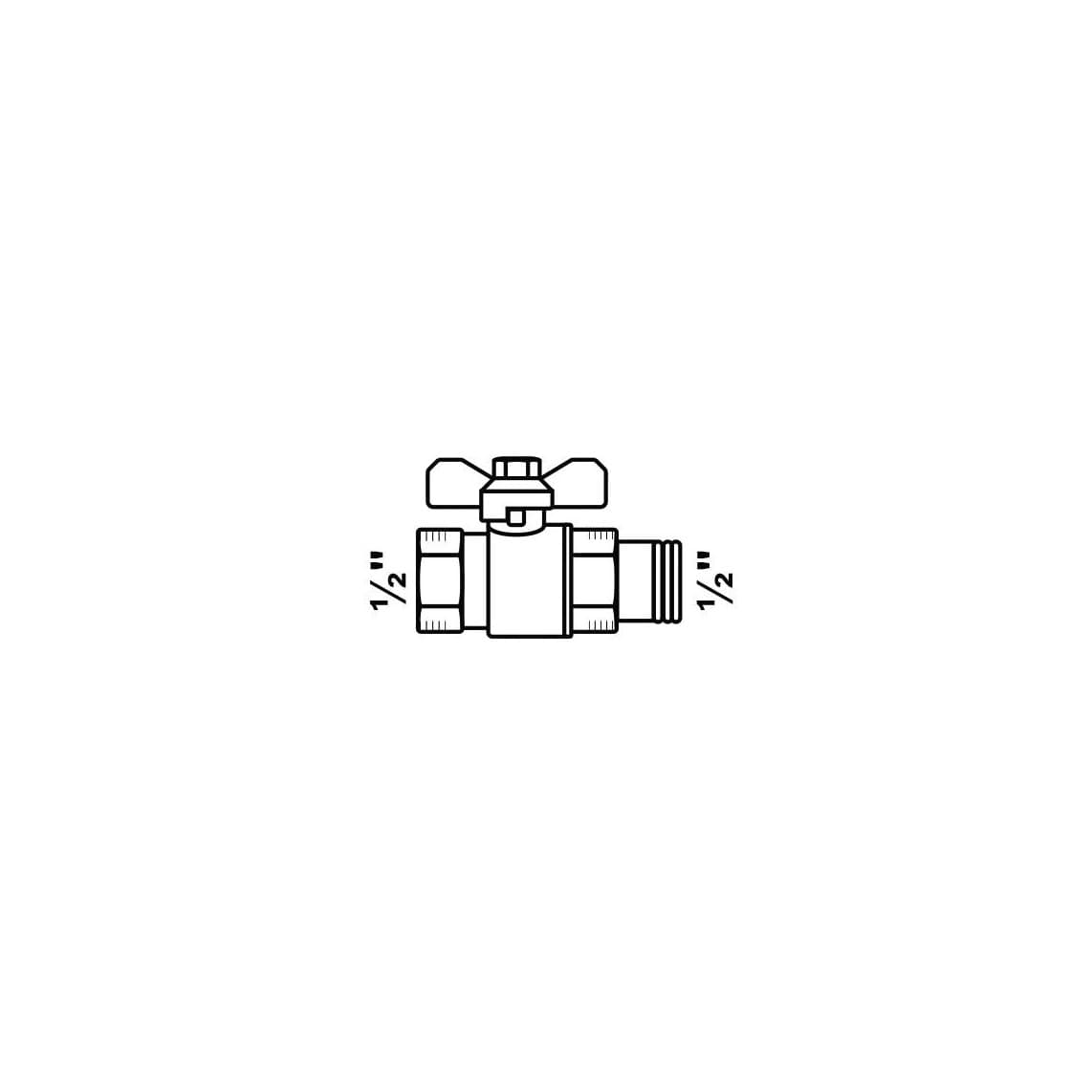 988595155 kogelkraan, vernikkeld, 1/2"BI x 1/2"BU, met Vleugelhandgreep