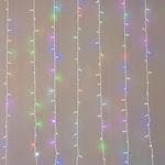 Rideau, 480 Led synchrone 5mm, jusque 6 connecteurs, fil Blanc, Led RGBW intelligente (h300 x w300cm