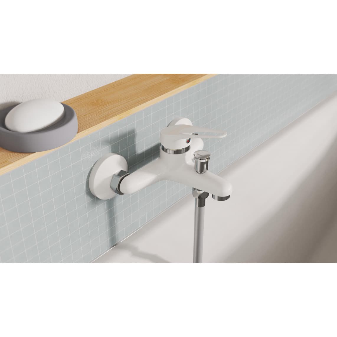 NI023SCR-W SPEED Badkraan, wit/chroom