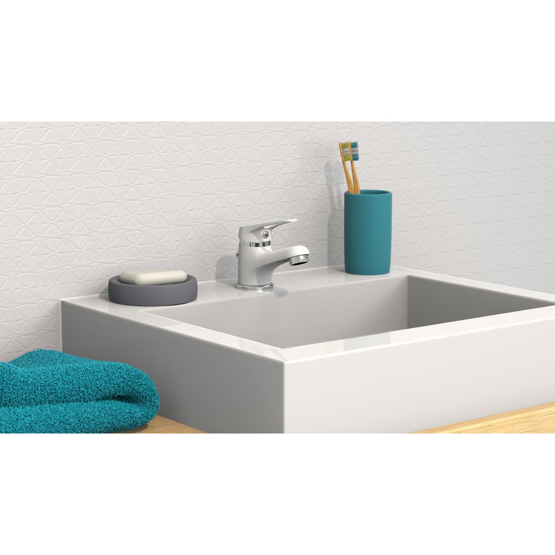 NI075SCR-W SPEED Wastafelkraan, wit/chroom