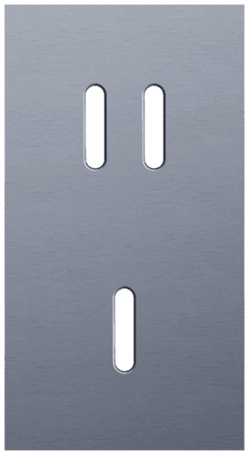 Plaque de recouvrement double, verticale 71 mm d'entraxe, pour une fonction de commutation double et une simple, Niko Rocker alu blue grey brushed