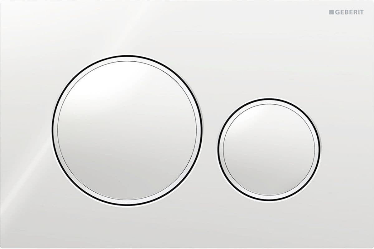 PLAQUE DE COMMANDE 2 TOUCHES SIGMA 20 GEBERIT BLANC BRILLANT-MAT SATIN