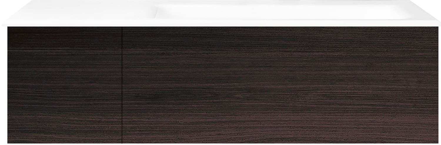 SOUS MEUBLE COFFEE 2 TIROIRS 110 CHENE DECOR MOKKA +LAVABO DROITE PORCEL.SNS TROU ROBINET BLANC