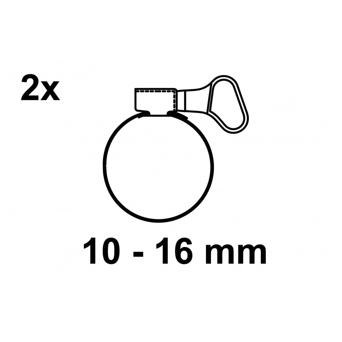 987360155 collier de serrage avec Poignée papillon 9 mm Largeur de bande, acier inoxydable, 10-16 mm (2x)
