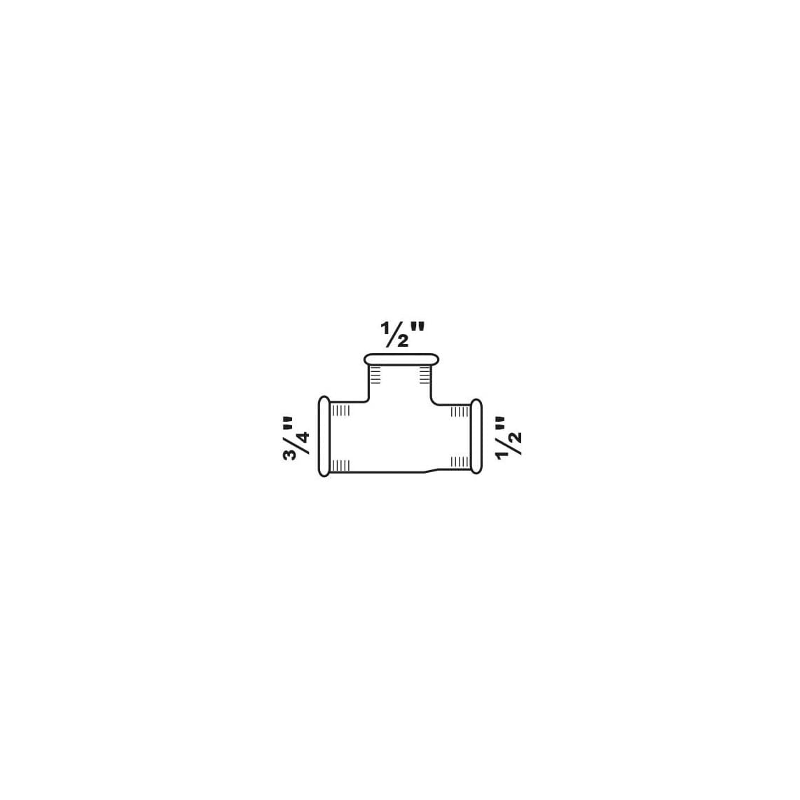989738055 FM Té de réduction, galvanisé, 3/4" F x 1/2" F x 1/2" F, (130)