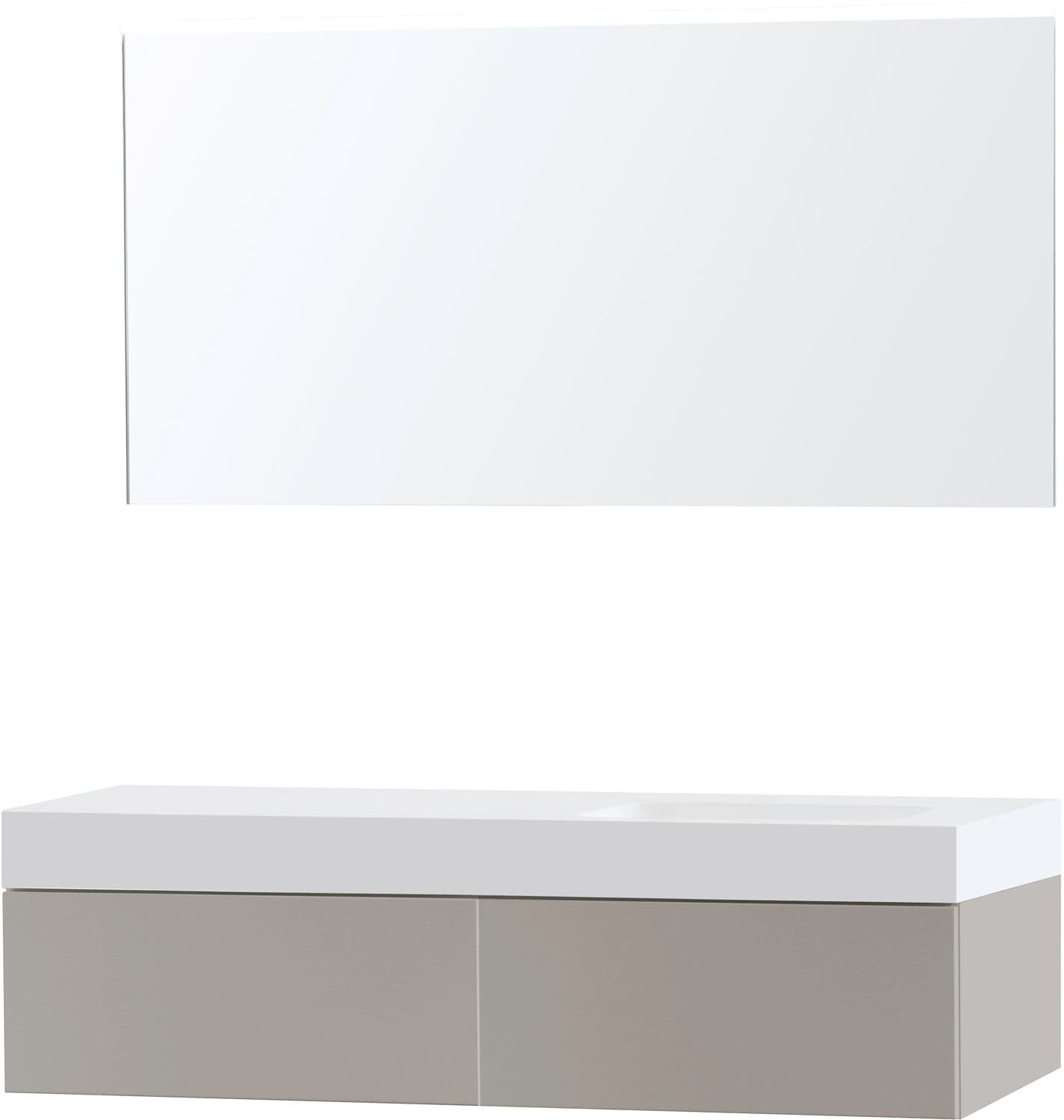 MEUBLE PURO SOLO GRIS ASYMETRIQUE 140 DROITE 1 TIROIR SOLID PURO MIROIR