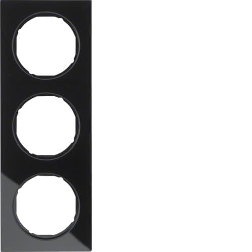 Plaque de recouvrement 3 postes Berker R.3 Verre, Noir