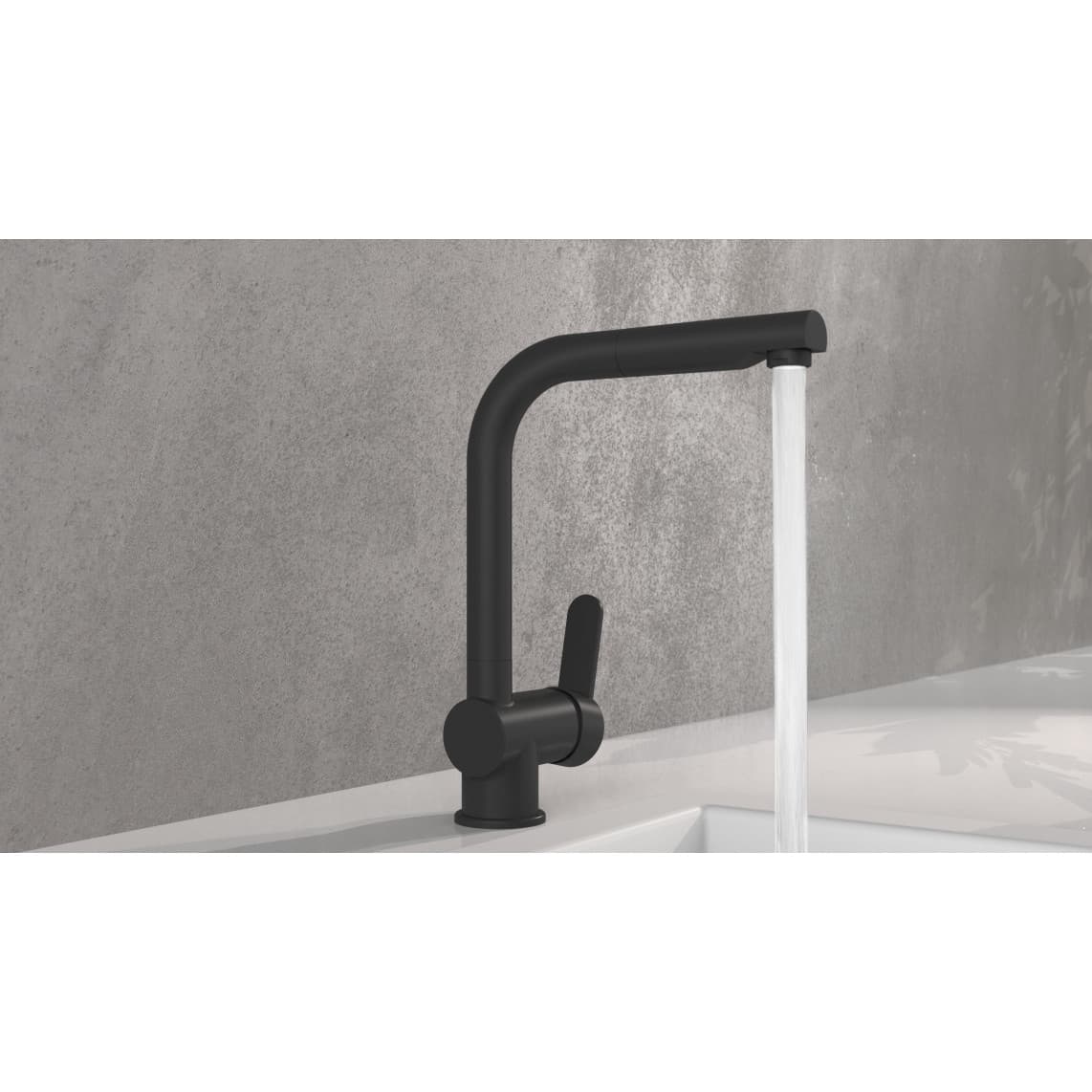 79760 LONDON Sink mixer, black matt, with pull-out spout
