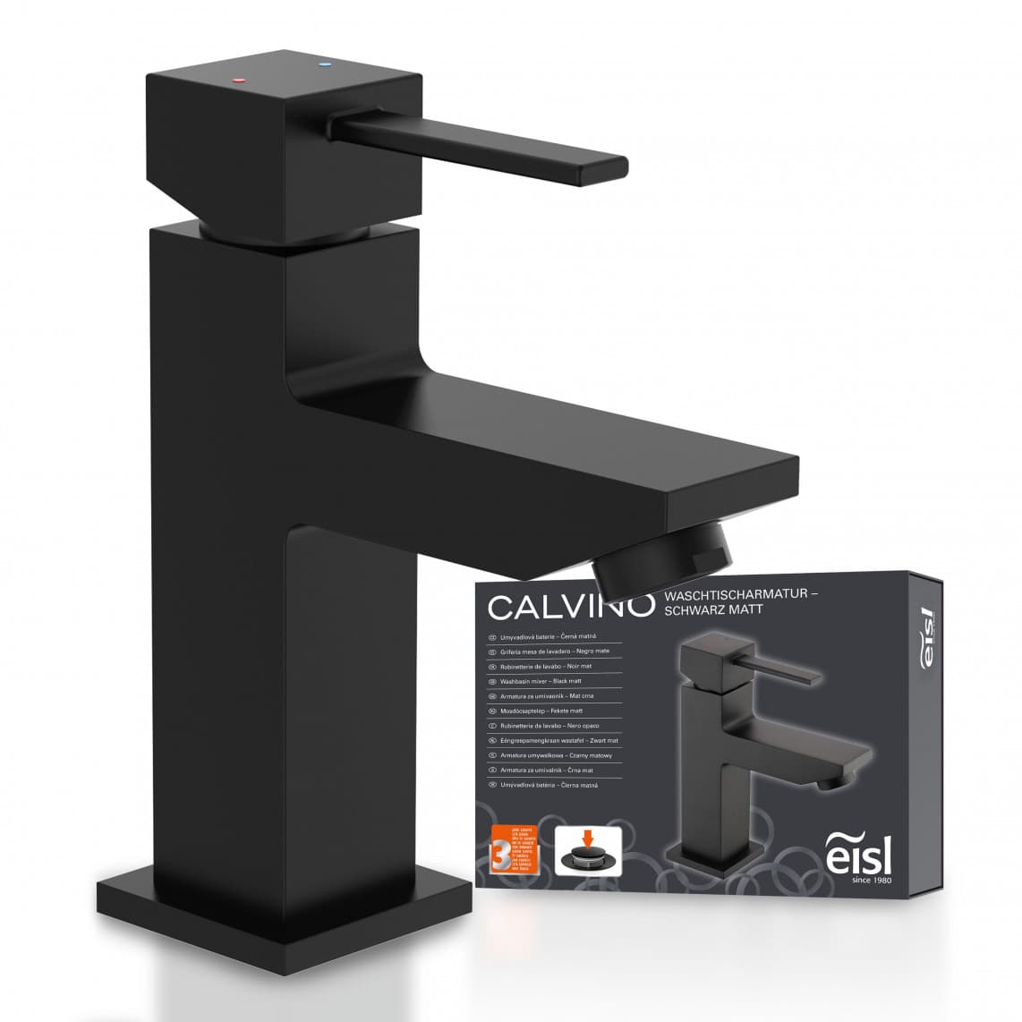 NI075THI-B CALVINO Mitigeur lavabo, noir mat
