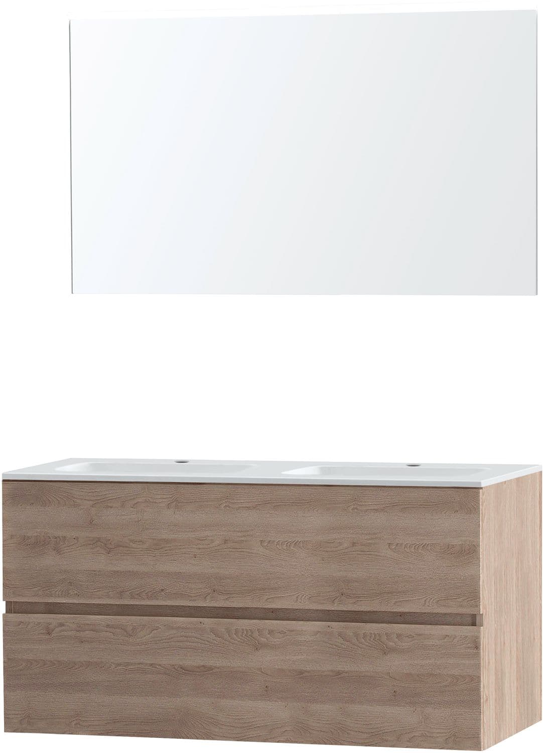 MEUBLE MOLTO CHENE NATUREL 120 MARBRE SYNTHETIQUE MIROIR