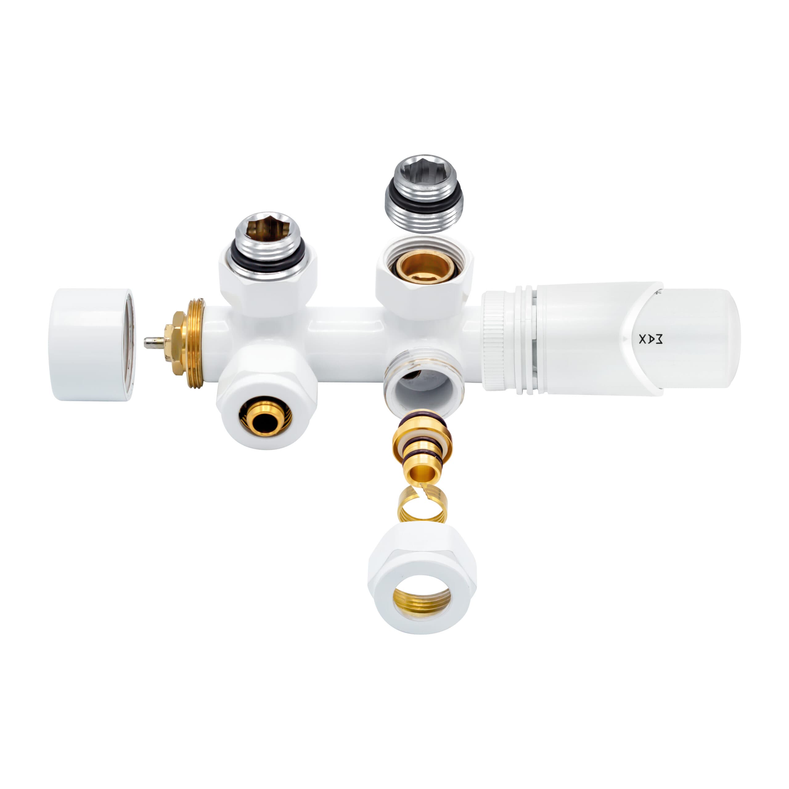 BELRAD VANNE DE RADIATEUR – DESIGN – THERMOSTATIQUE – RACCORDEMENT CENTRAL – ANGULAIRE – RACCORDEMENT MURAL – BLANC BRILLANT