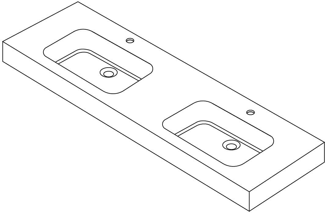 TABLET PURO 160CM 2 LAVABO SOLID BLANC M