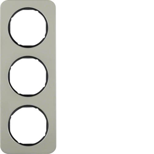 Plaque de recouvrement 3 postes Berker R.1 Acier Inox / Noir