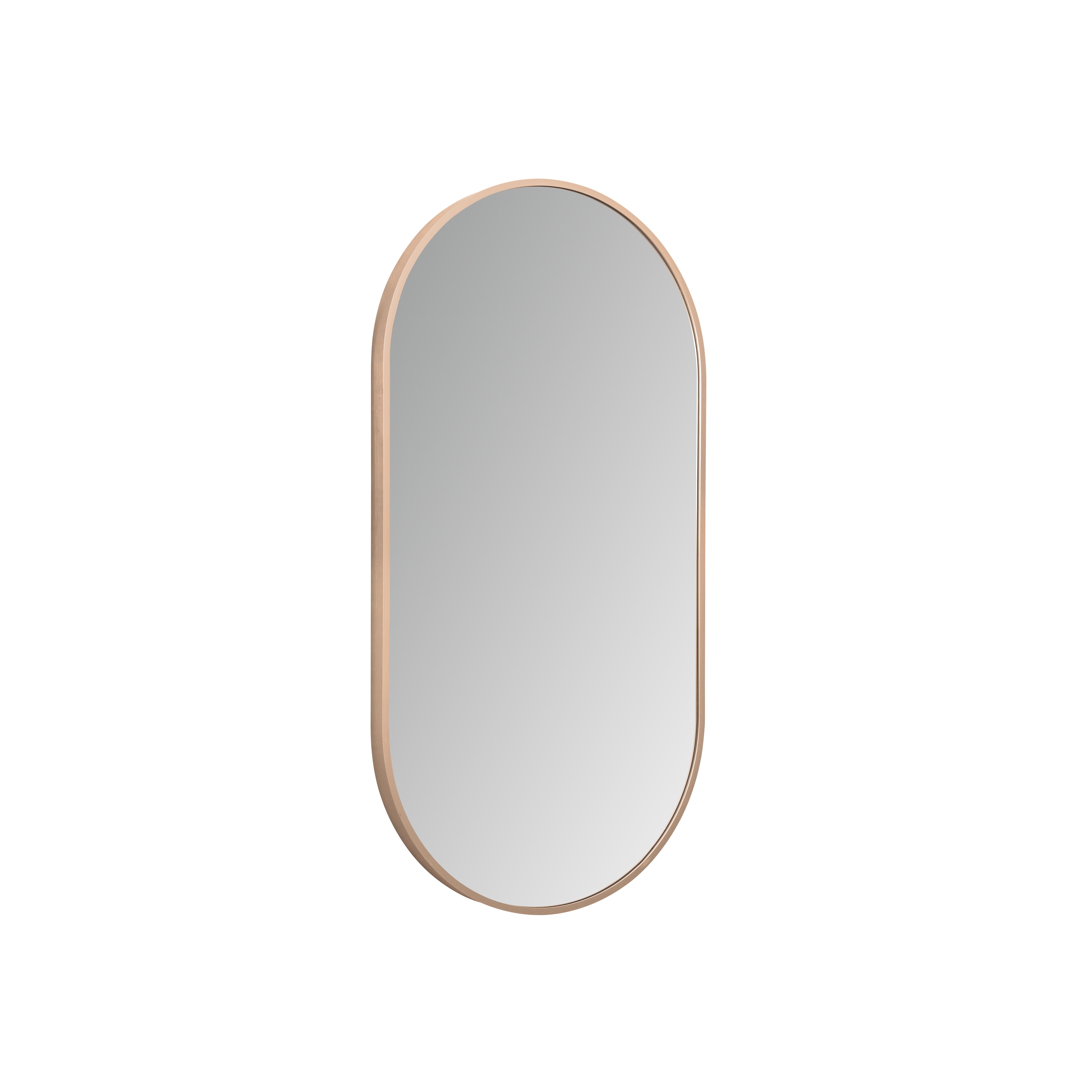 ALONI AVALO MIROIR - AVEC ÉCLAIRAGE LED - OVALE - AVEC CADRE - AVEC CHAUFFAGE - TEMPÉRATURE DE COULEUR LED 3500-6500K - 50X100CM - CUIVRE BROSSÉ