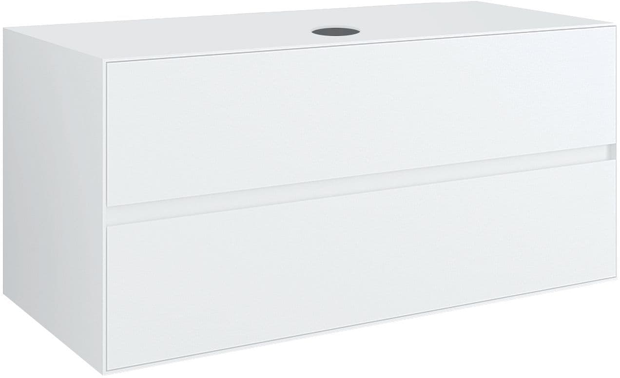 SOUS MEUBLE 2 TIROIRS+ TABLET POUR LAVABO A POSER CENTRAL TENSO 120CM TENSO SANS TROU ROBINET BLANC