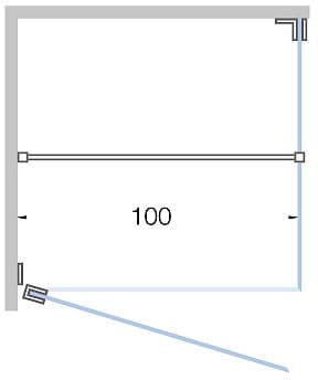 PORTE PIVOTANTE+PAROI LATERAL ANGLE CLOSE <100CM H 200CM CHROME-TIMELESS