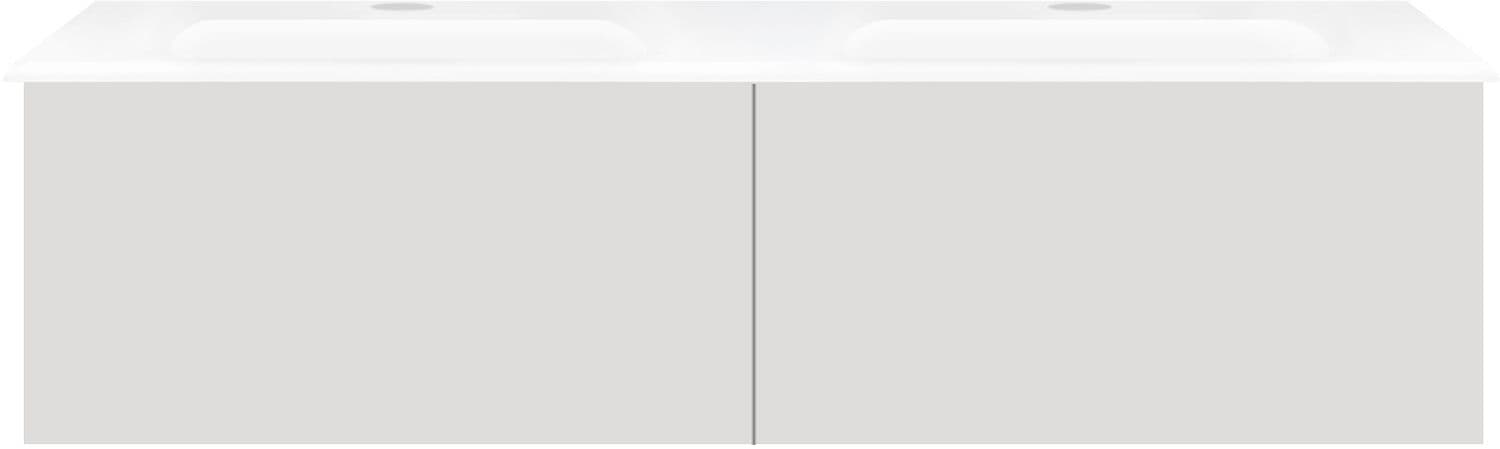 SOUS MEUBLE COFFEE 2 TIROIRS 120 DUO GRIS VELOURS MAT+LAVABO PORCELAINE BLANC