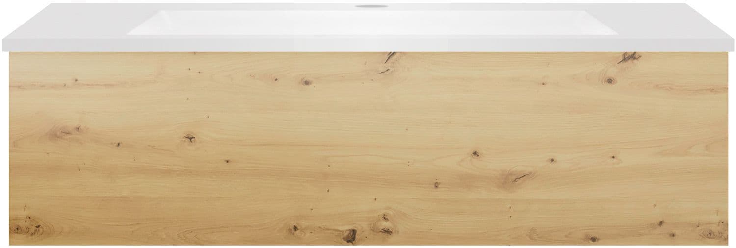 SOUS MEUBLE COFFEE 1 TIROIR 100 CHENE DECOR URBAN+LAVABO EN MARBRE SYNTHETIQUE BLANC MAT