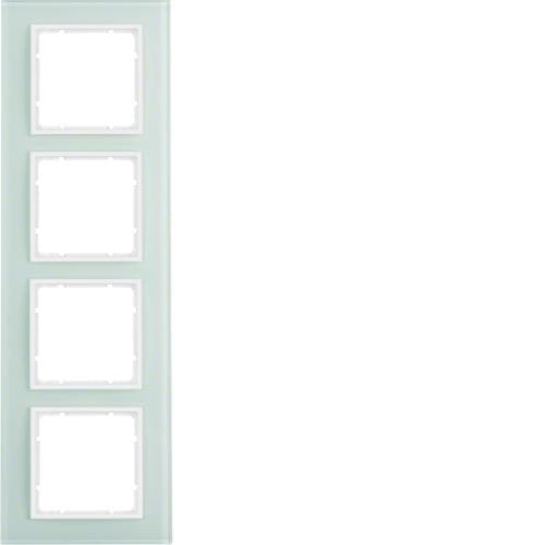 Plaque de recouvrement 4 postes Berker B.7 Verre, Blanc polaire