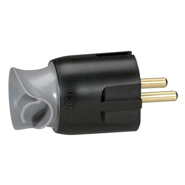 Fiche 2 pôles + T orientable câble 16A Noir