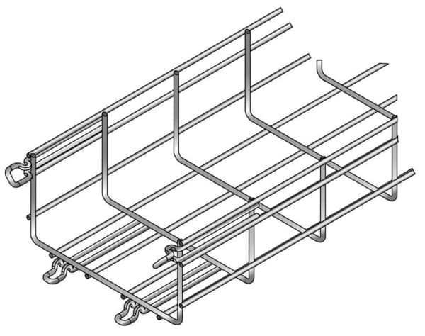 Treillis à câbles encliquetable, hauteur = 105mm, largeur = 100mm, longueur = 3m, électrozingué