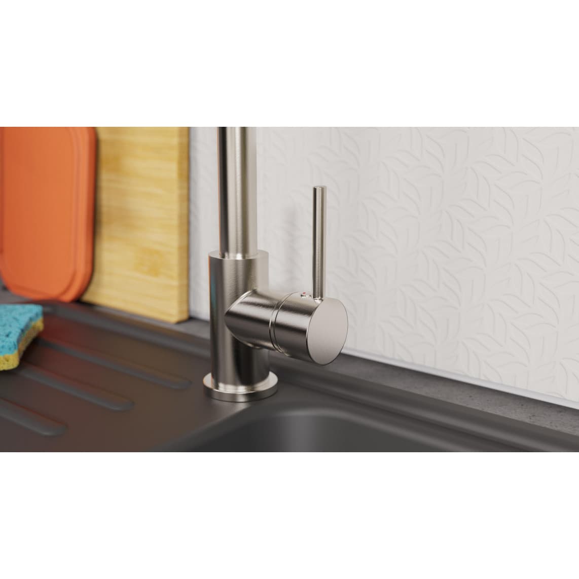 NI183ESCRNI-PR LEON Sink mixer, stainless steel look, with pull-out sprayer