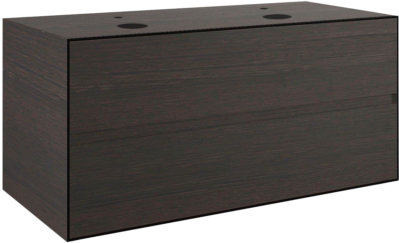 SOUS MEUBLE 2 TIROIRS+ TABLET POUR 2 LAVABOS A POSER TENSO 120CM +TROUS ROBINETS WENGE