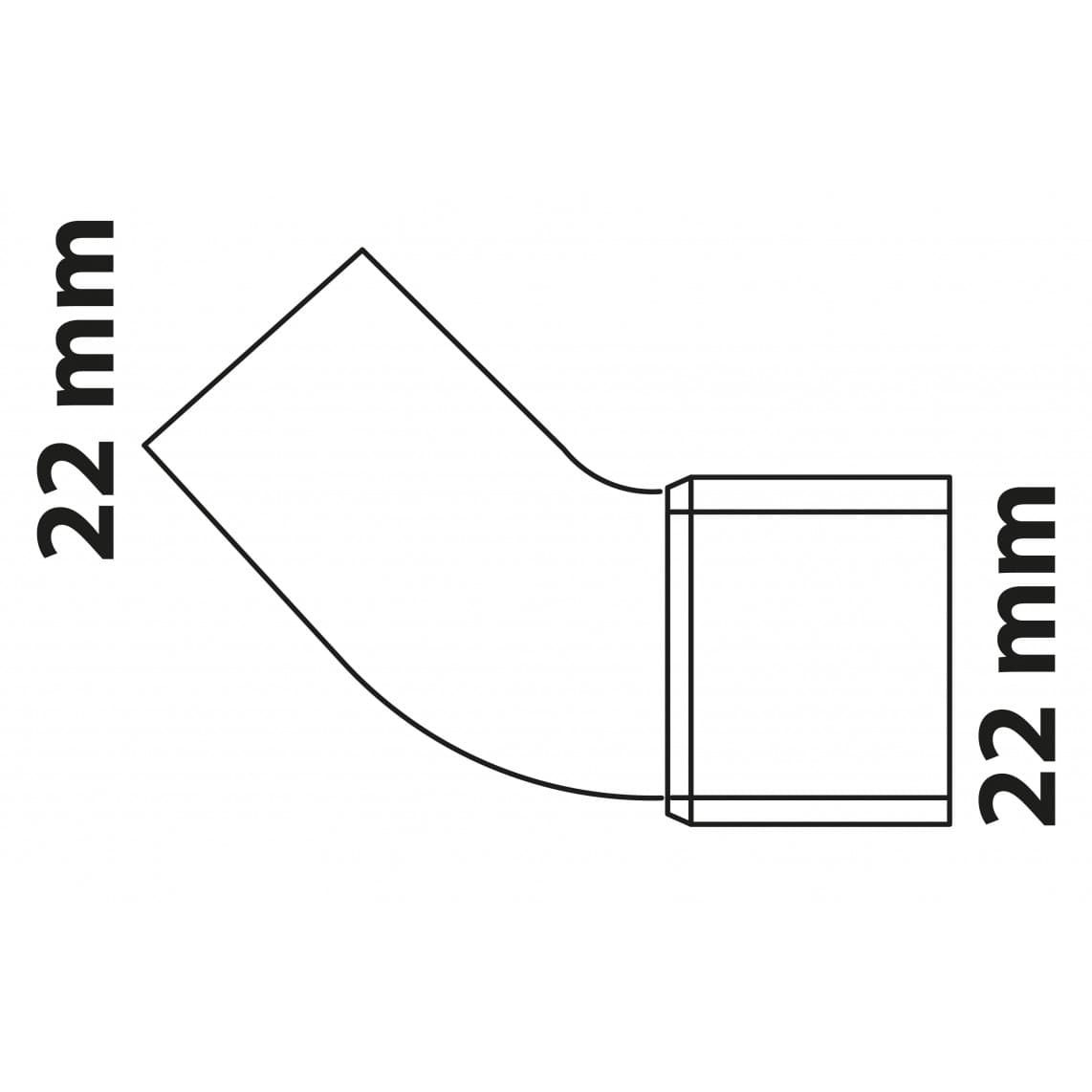 989144017 CU arc 45°, vierge, 22 mm, 1 manchon (5040)