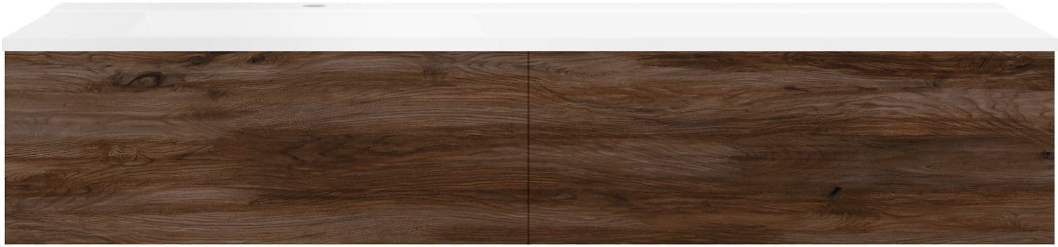 SOUS MEUBLE COFFEE 2 TIROIRS 160 NOYER DECOR VELOURS+LAVABO GAUCHE BLANC