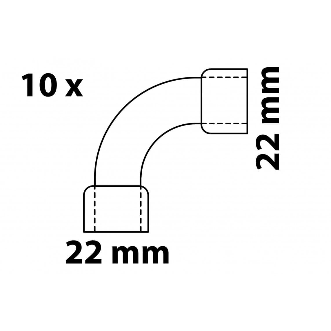989019655 CU arc 90°, vierge, 22 mm, 2 manchons, (5002a) (10x)