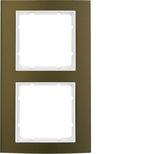 Plaque de recouvrement 2 postes Berker B.3 Alu, Marron / Blanc polaire
