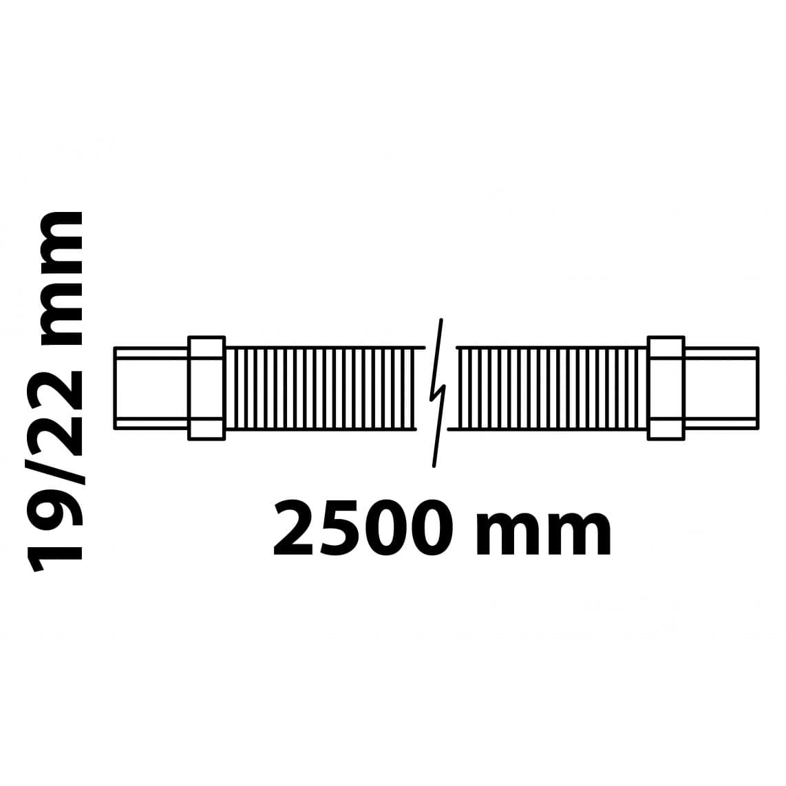 98667300 WAS Spiral-tuyau d'évacuation avec Suspension, 2,5 m, pour 3/4"T ø intérieur: 19 mm/22 mm