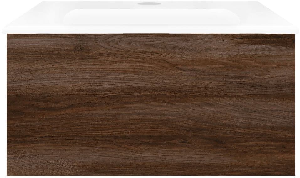 SOUS MEUBLE COFFEE 1 TIROIR 60 NOYER VELOURS+LAVABO PORCELAINE BLANC