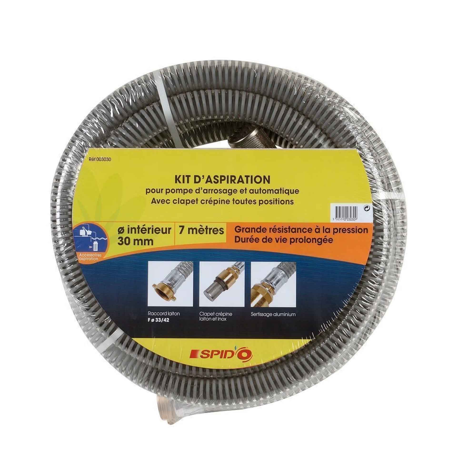 KIT D'ASPIRATION LONGUEUR 7M DIAM 25MM 1''F